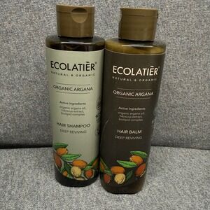 Organic Argana Hair Care Set Deep Reviving Shampoo Balm Brown Ecolatier 250ml